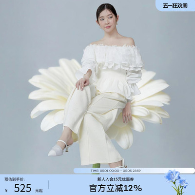 RANDA 26春季薄纱褶皱甜美日系休闲通勤凉鞋不累穆勒鞋女 DD37035
