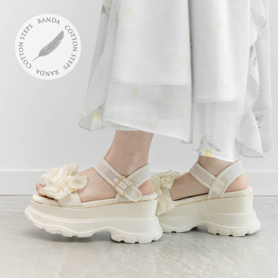 RANDA 26夏季新款花朵蝴蝶结厚底凉鞋拖鞋户外沙滩鞋女鞋 PR37228