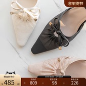 RANDA DD33010 透感褶皱设计细跟尖头蝴蝶结单鞋 25春夏新款 时尚