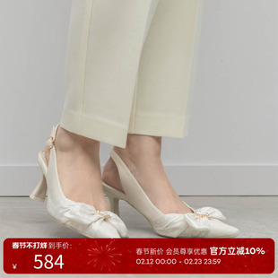 RANDA 26春季新款丝巾蝴蝶结水钻休闲甜美优雅穆勒鞋女 PD37182