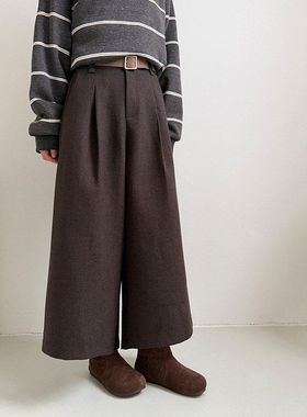 【八分松弛度】兴北 韩系薄呢料八分裤女冬季新款阔腿休闲裤N775C