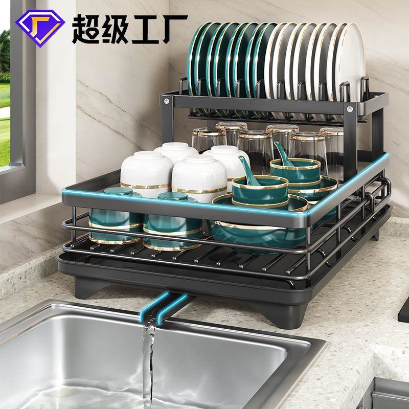 碗架厨房置物架 碗碟沥水架家用筷子筒刀架一体收纳架餐具碗盘柜
