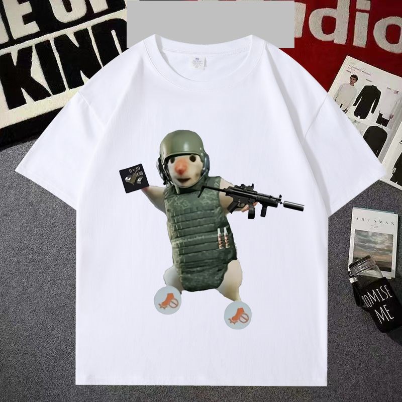 暗区突围老e鼠头短袖男女老鼠人表情包上衣服装情侣装游戏周边体