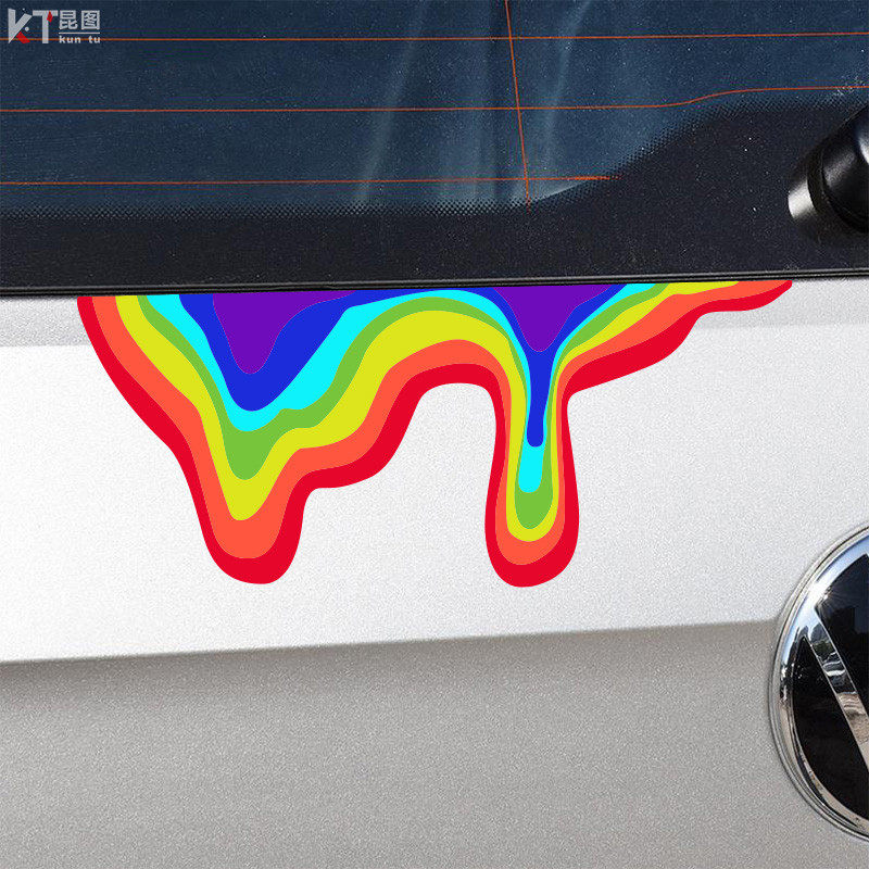 液体态彩虹流体效果反光贴纸个性创意车身玻璃行李箱装饰电动车贴