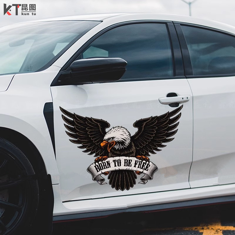 个性经典老鹰复古霸气摩托车改装贴纸划痕遮挡电动车身后窗车贴纸