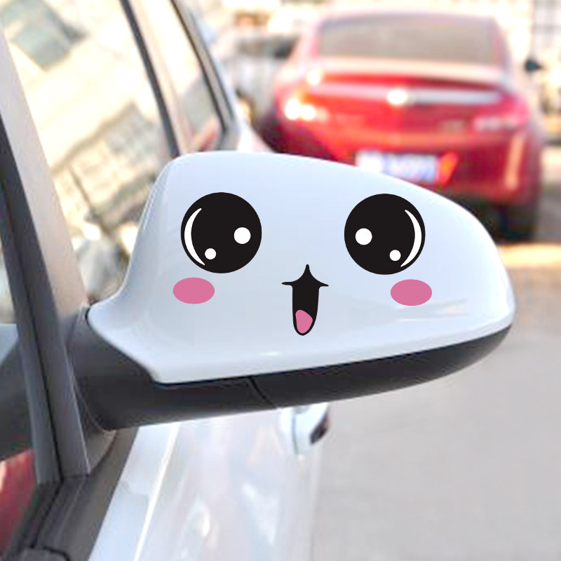 可爱表情后视镜车贴汽车贴纸创意卡通装饰眼睛个性贴搞笑遮挡划痕