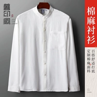 旧印 Универсальная рубашка, мужской жакет для отдыха, осенняя, китайский стиль, из хлопка и льна