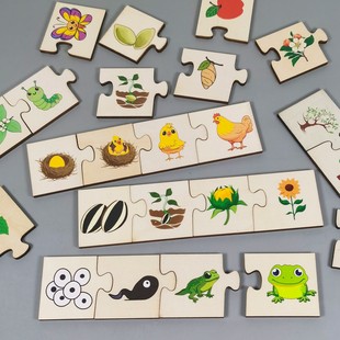 蒙氏早教关联配对拼图幼儿园小班中班语言区域投放阅读区益智玩具