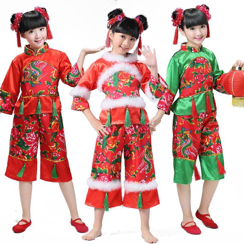 新款儿童冬红灯笼表演服