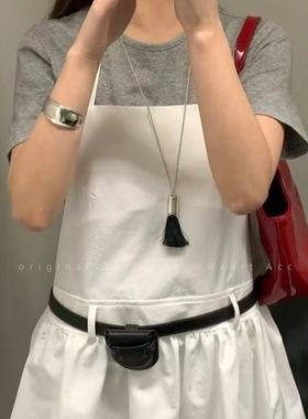车静媛同款毛刷流苏项链女韩国ins百搭长款配饰小众设计感锁骨链