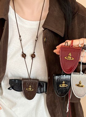 银色土星串珠眼镜夹项链女多功能时尚出游便携式挂脖墨镜夹毛衣链