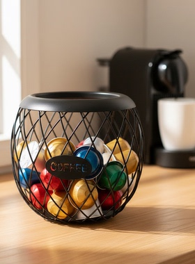 黑色不锈欧式斜口收纳筐 咖啡胶囊奶球糖水果多功能创意储放架