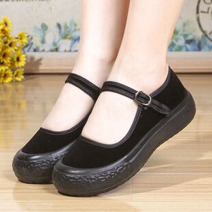老北京布鞋女鞋新款上班软底黑色加绒女工作鞋舒适厚底妈妈鞋防滑