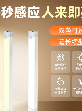 led人体感应灯条磁吸灯橱柜灯衣柜酒柜鞋柜usb感应小夜灯长条充电