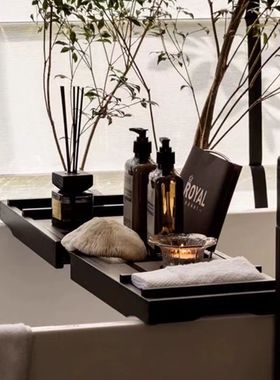 样板间卫生间网红浴缸架摆件浴室柜洗手盆软装饰品木制收纳置物架