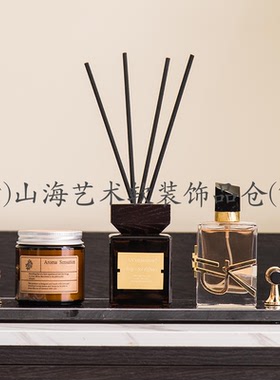 样板间卫生间摆件商场洗手间软装饰浴室柜香薰大理石托盘卫浴饰品