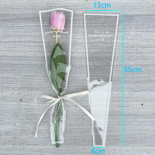 白边框透明三角花束包装袋