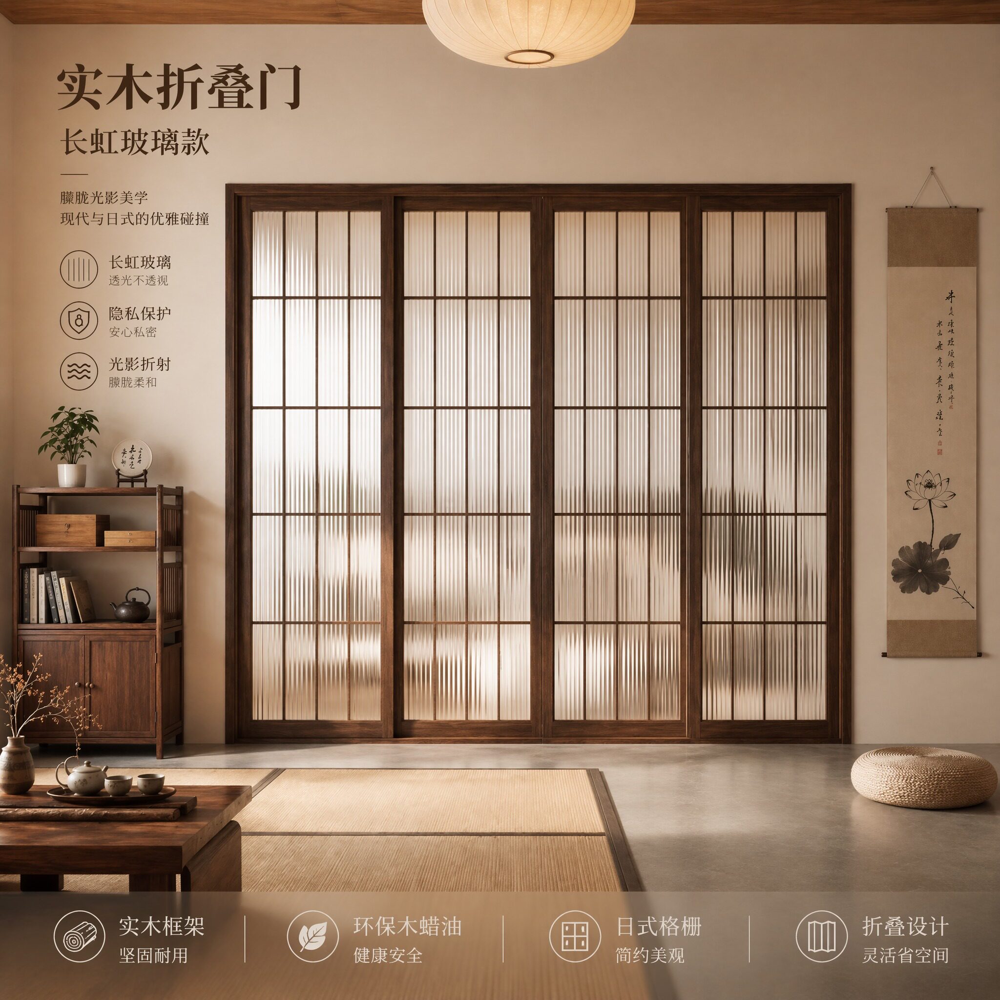 定制实木折叠门全国上门安装图片