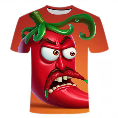 2024夏季新款款创意辣椒egly印花短袖男生帅气时尚圆领T恤