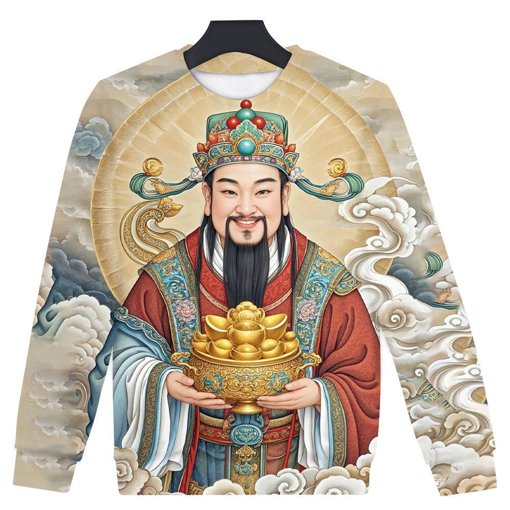 春秋季3D圆领创意财神爷 招财好运款 时尚潮流男女百搭卫衣不加绒