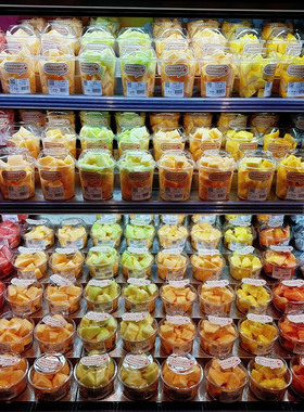 胖东同款果切杯一次性水果杯果切盒沙拉水果捞打包盒子高透带盖