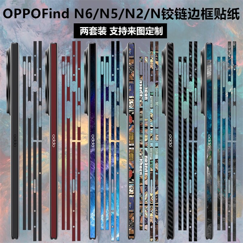 适用于OPPOFindN6/N5/FindN3/FindN2铰链边框贴纸透明磨砂彩膜纯色个性侧边防刮花保护膜findn6卡通中轴贴膜