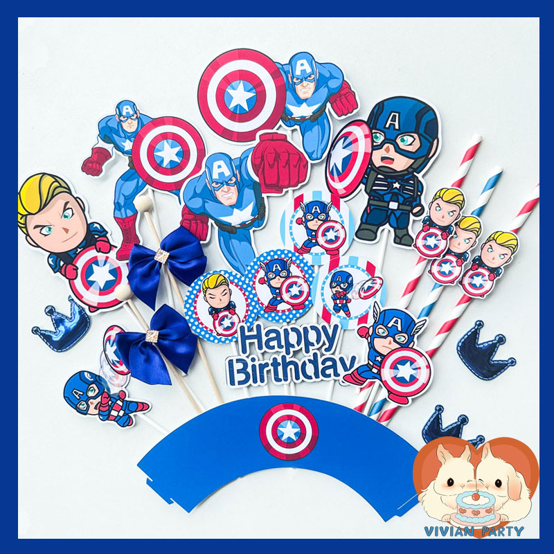 美国队长蛋糕插牌推推乐贴纸