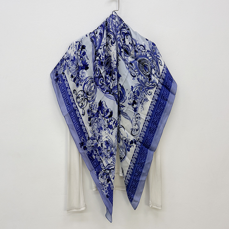 多色入 外贸真丝乔其缎印花大方巾 桑蚕丝薄款丝巾围巾披肩女秋冬