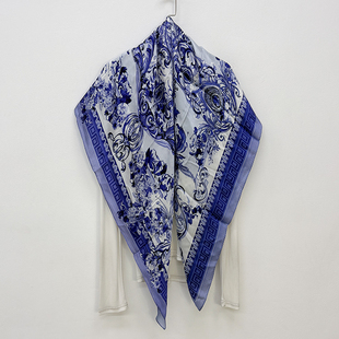 多色入 外贸真丝乔其缎印花大方巾 桑蚕丝薄款丝巾围巾披肩女秋冬