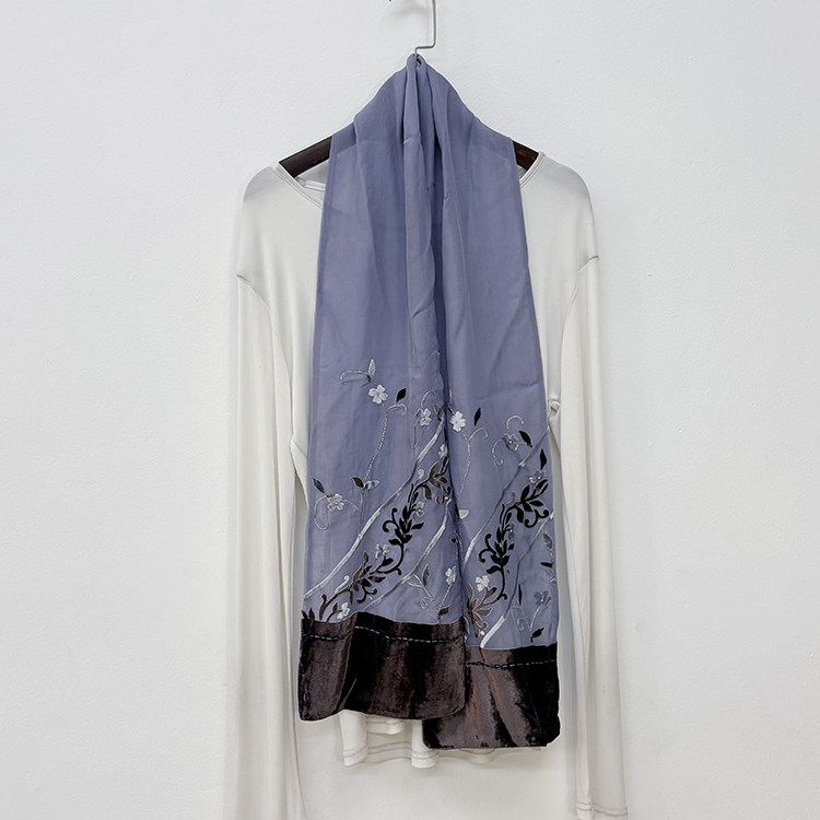 多色入 2件包邮 真丝丝绒提花长丝巾围巾 双层桑蚕丝长巾女A-28