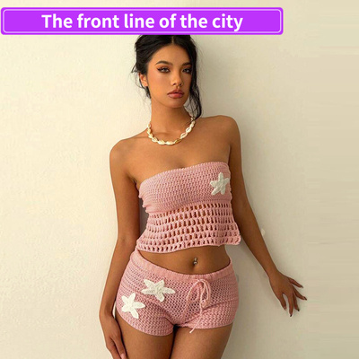 PrintedV-neckstraplessoff-shou