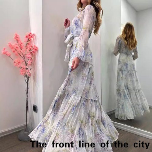 SexySplitBubbleSleeveTiedDress