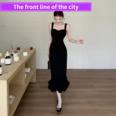 slim dress黑色内搭连衣裙女法式 lace Sexy party mini 辣妹修身