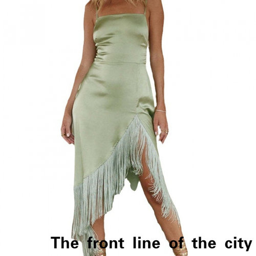 SexySplitBubbleSleeveTiedDress