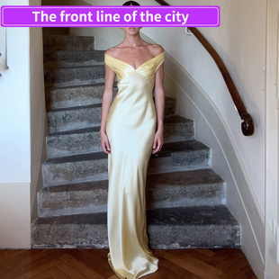 for Sexy Women现货露背礼服抹胸一字 Dress Fashion Split Strap