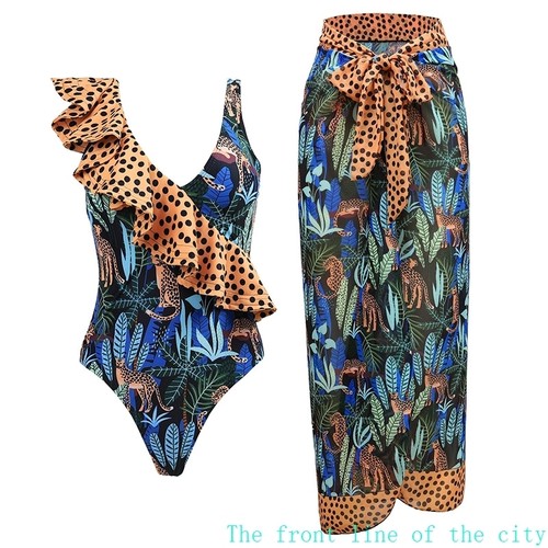 Sexy swimsuit flower bikini set for women连体泳衣女比基尼豹