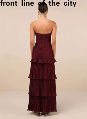 Lace slim fit sexy hip hugging dress欧美亚马逊新款抹胸收腰层