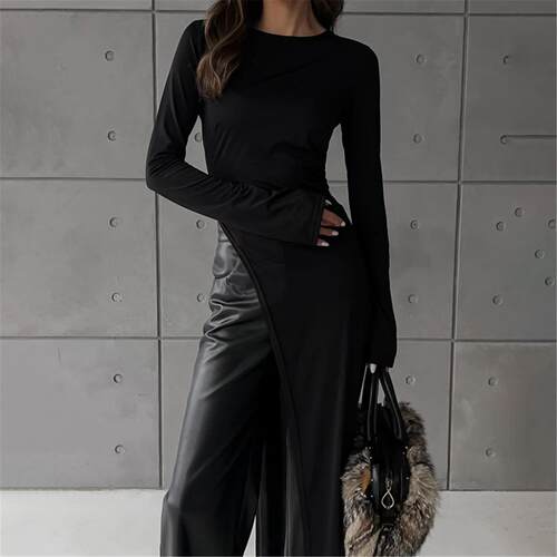 Sexy Perspective Long Sleeve Shirt Lace Long Dress2025春秋新