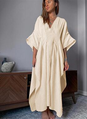 Sexy Perspective Long Sleeve Shirt Lace Long Dress欧美独立站