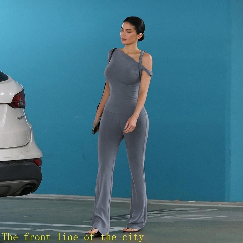 Sexy lace top nightclub shorts set2024纯色休闲斜肩舒适修身上