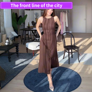 Fashion Sexy Strap Women现货无袖 纽扣收腰时尚 for Split Dress