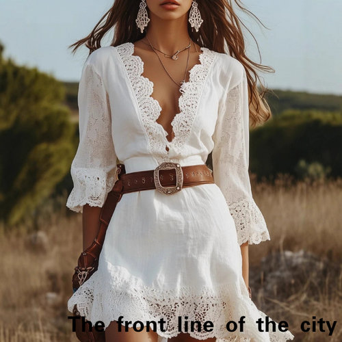 SexySplitBubbleSleeveTiedDress