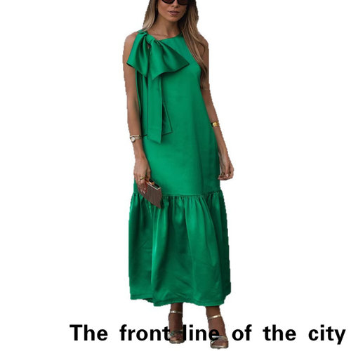 SexySplitBubbleSleeveTiedDress