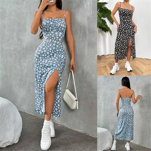 vacation casual lace Sexy shirt camisole dress吊 printed