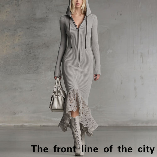 SexySplitBubbleSleeveTiedDress