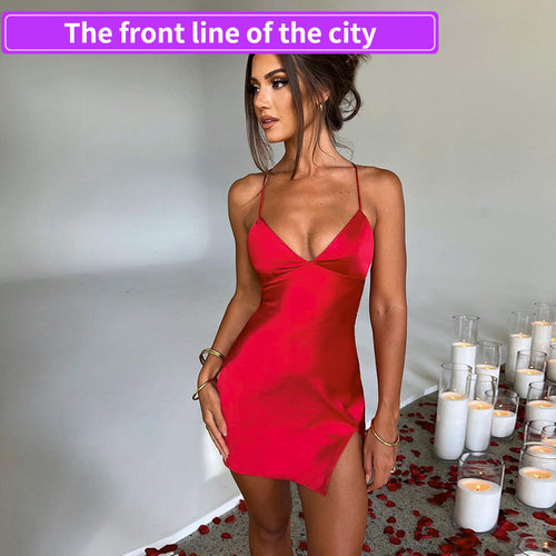 SexydeepVruffledslitdress连衣