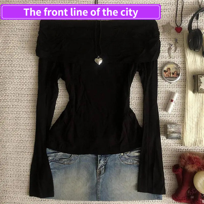 PrintedV-neckstraplessoff-shou