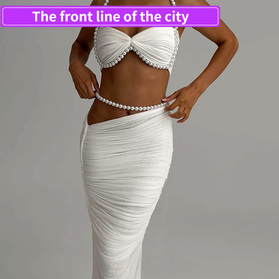 PrintedV-neckstraplessoff-shou