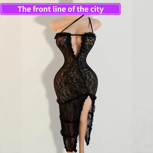 SexydeepVruffledslitdress修身