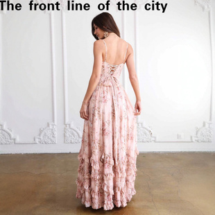 slim hugging fit hip dress海边度假漂亮独特粉色吊带 sexy Lace